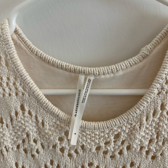 Anthropologie Cream Crochet Layered Tank Top - Picture 2 of 5